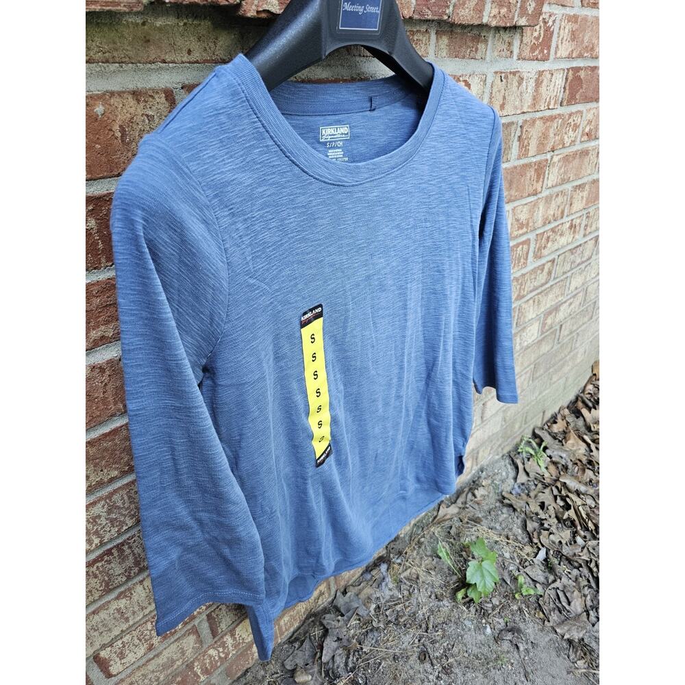 NWT Kirkland Signature Womens Slub Cotton Knit Tee 3/4 Sleeve Top High Low Hem S